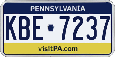 PA license plate KBE7237