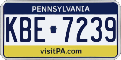 PA license plate KBE7239