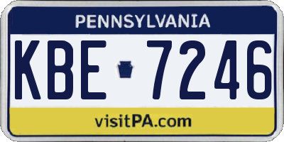PA license plate KBE7246