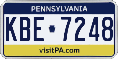 PA license plate KBE7248