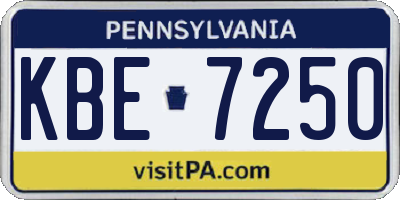 PA license plate KBE7250