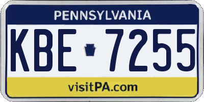 PA license plate KBE7255