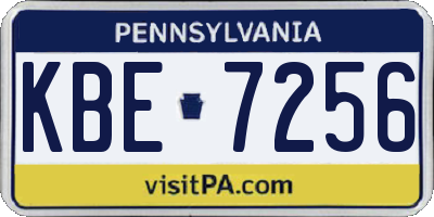 PA license plate KBE7256