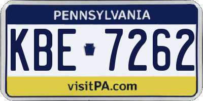 PA license plate KBE7262