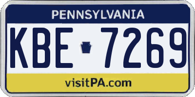 PA license plate KBE7269