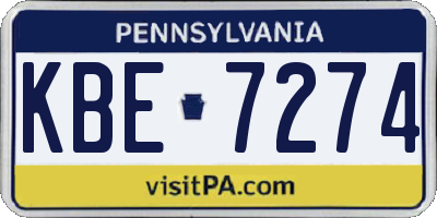 PA license plate KBE7274