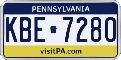 PA license plate KBE7280
