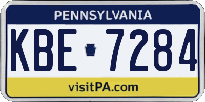 PA license plate KBE7284