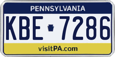 PA license plate KBE7286