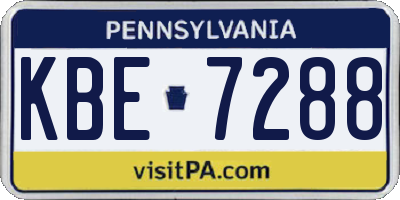 PA license plate KBE7288