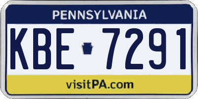 PA license plate KBE7291