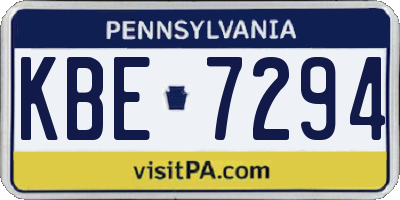 PA license plate KBE7294