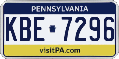PA license plate KBE7296