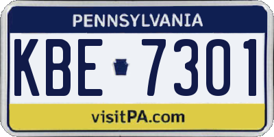 PA license plate KBE7301