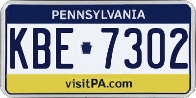 PA license plate KBE7302