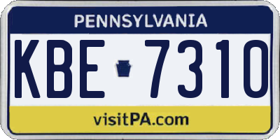 PA license plate KBE7310