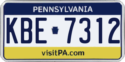 PA license plate KBE7312
