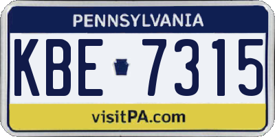 PA license plate KBE7315