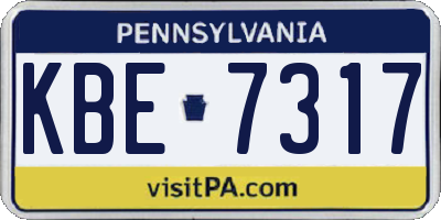 PA license plate KBE7317