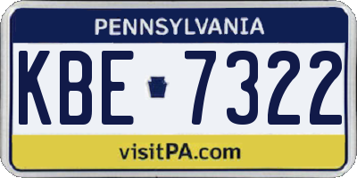 PA license plate KBE7322