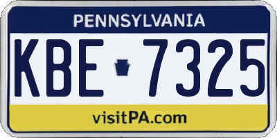 PA license plate KBE7325