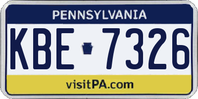 PA license plate KBE7326
