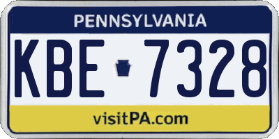 PA license plate KBE7328