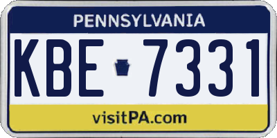 PA license plate KBE7331