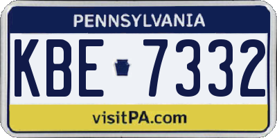 PA license plate KBE7332