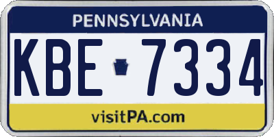 PA license plate KBE7334