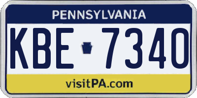 PA license plate KBE7340