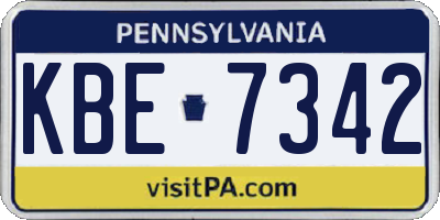 PA license plate KBE7342