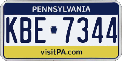 PA license plate KBE7344