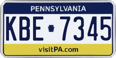PA license plate KBE7345