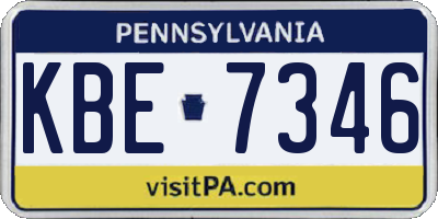 PA license plate KBE7346