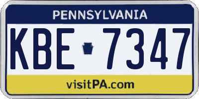 PA license plate KBE7347