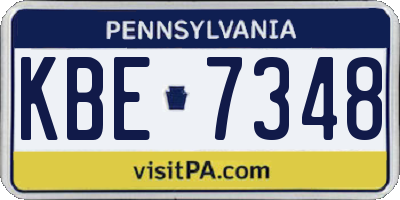 PA license plate KBE7348