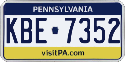 PA license plate KBE7352