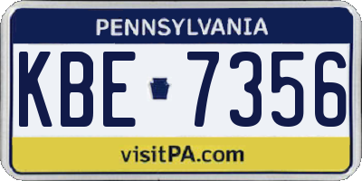 PA license plate KBE7356