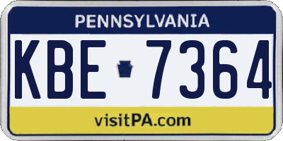 PA license plate KBE7364