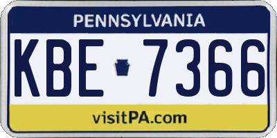 PA license plate KBE7366