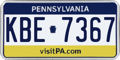 PA license plate KBE7367