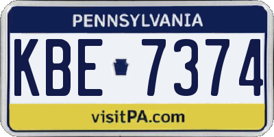 PA license plate KBE7374