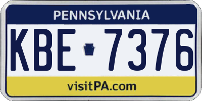 PA license plate KBE7376