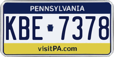 PA license plate KBE7378