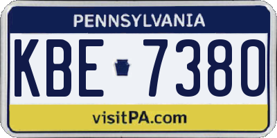 PA license plate KBE7380