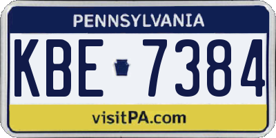 PA license plate KBE7384