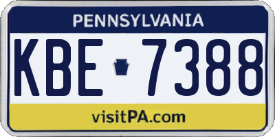 PA license plate KBE7388