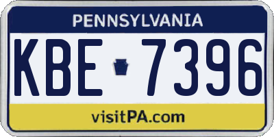 PA license plate KBE7396