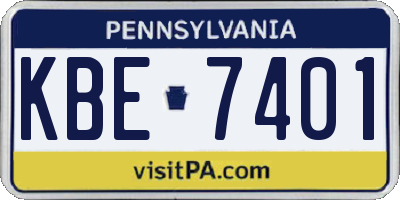 PA license plate KBE7401